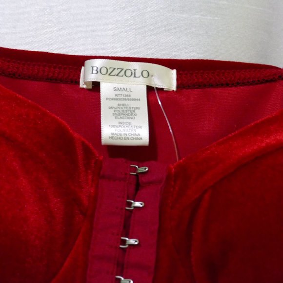 NWT BOZZOLO Red Velvet Pole Dancing Bodysuit SMALL - Picture 4 of 9